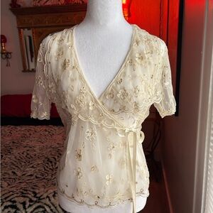 Spiegel Cream Floral Wrap Blouse